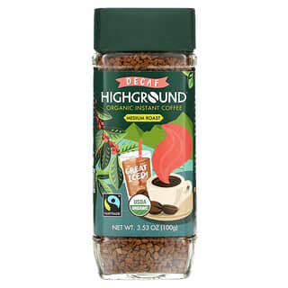 Highground Coffee, Café instantáneo orgánico, Tostado medio, descafeinado, 100 g (3,53 oz)