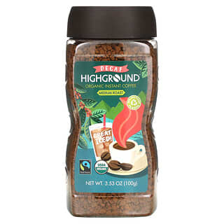 Highground Coffee, Café instantané biologique, torréfaction moyenne, décaféiné, 100 g