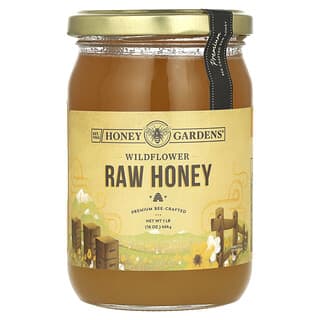 Honey Gardens, Miel brut, Fleurs sauvages, 454 g