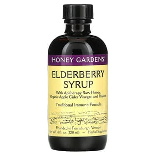 Honey Gardens, 엘더베리 시럽과 벌침 요법 생 꿀, 프로폴리스와 엘더베리, 120ml(4fl oz)