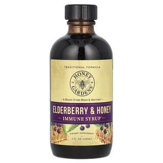 Honey Gardens‏, סירופ למערכת החיסון, סמבוק ודבש, 120 מ"ל (4 אונקיות נוזל)