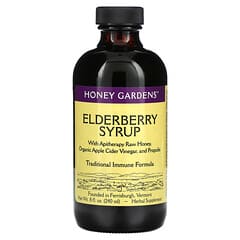 Honey Gardens, 接骨木果糖浆，含蜂疗生蜂蜜，有机苹果醋和蜂胶，8 液量盎司（240 毫升）
