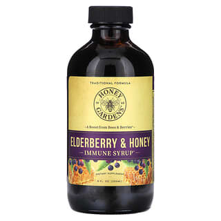 Honey Gardens, Sirop de baie de sureau avec apithérapie au miel brut, vinaigre de cidre de pomme biologique et propolis, 240 ml