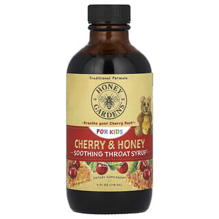 Honey Gardens, Dla dzieci, kojący syrop na gardło, wiśnia i miód, 118 ml