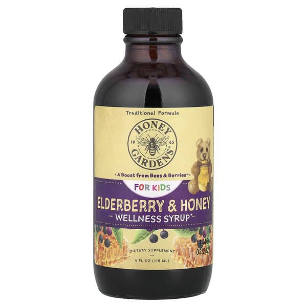 For Kids, Wellness Syrup, Elderberry & Honey, 4 fl oz (118 ml)