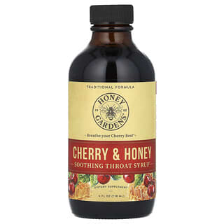 Honey Gardens, Sirop apaisant pour la gorge, Cerise et miel, 118 ml
