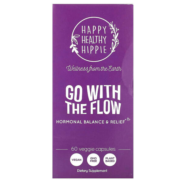 Happy Healthy Hippie, Go with the Flow，荷爾蒙平衡和緩解，60 粒素食膠囊