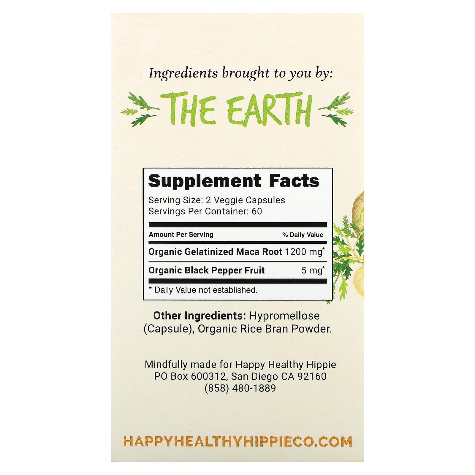 Happy Healthy Hippie, Maca, Extra Strength, 1,200 mg, 120 Vegetarian ...