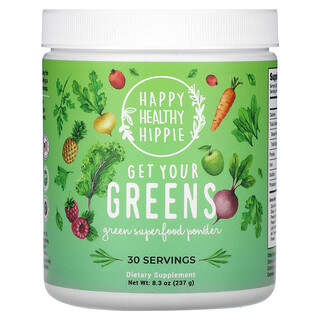 Happy Healthy Hippie, Get Your Greens, zielony proszek Superfood, 237 g