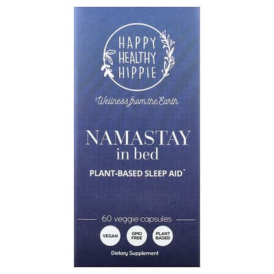 Happy Healthy Hippie, Namastay In Bed, Plant-Based Sleep Aid, 60 Vegetarian Capsules