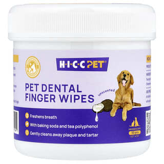 HICC Pet‏, مناديل مبللة لاصابع الحيوانات الأليفة ، للكلاب والقطط ، بدون رائحة ، 50 منديل