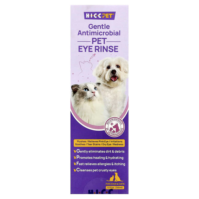 Gentle Antimicrobial Pet Eye Rinse, For Dogs Cats, fl oz (150 ml)