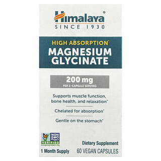 Himalaya, Glycinát hořečnatý, vysoká absorpce, 60 veganských kapslí (100 mg v jedné kapsli)