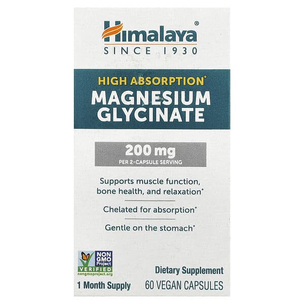 Himalaya, High Absorption Magnesium Glycinate, 60 Vegan Capsules (100 mg per Capsule) — product photo 1