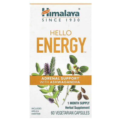 Himalaya, Hello Energy, Ashwagandha Adrenal Help, 60 Vegetarian Capsules