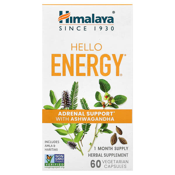 Himalaya, Hello Energy®, Adrenal Support with Ashwagandha, 60 Vegetarian Capsules — product photo 1
