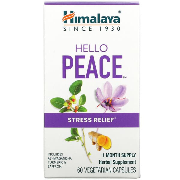Himalaya, Hello Peace, Alivio del estrés, 60 cápsulas vegetales