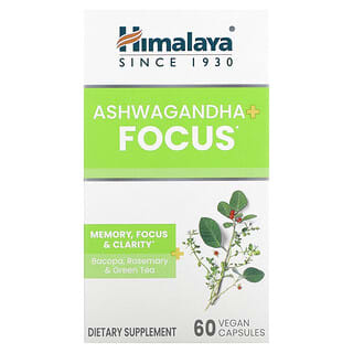 Himalaya, Ashwagandha + Focus , 60 Vegan Capsules