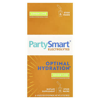 Himalaya, PartySmart® Electrolytes, Lemon Lime, 6 Stick Packs, 0.53 oz (15 g) Each