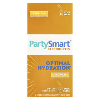 Himalaya, Électrolytes PartySmart®, Tropical, 6 sachets en stick, 15 g chacun