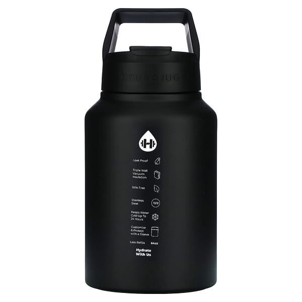 HydroJug, 不鏽鋼水壺，啞光黑，64 盎司