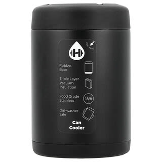 HydroJug, 표준 캔 쿨러, 검은색, 12oz