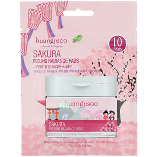 Huangjisoo, Sakura, Peeling Radiance Pads, 10 Pads, 1.26 fl oz (36 g)