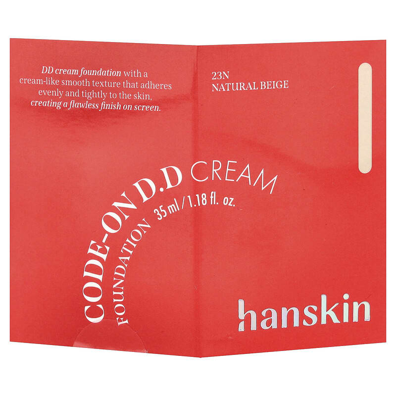 Code-On D.D Cream Foundation, 23N Natural Beige, 1.18 fl oz (35 ml)