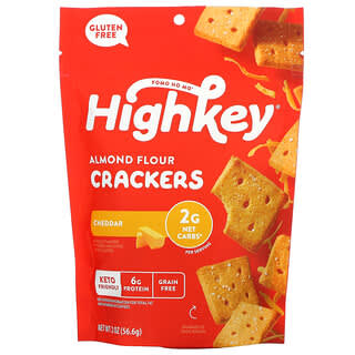 HighKey, Galletas de harina de almendras sin gluten cetogénicas, Cheddar, 56,6 g (2 oz)