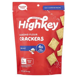 HighKey, Крекеры из миндальной муки, морская соль, 56,6 г (2 унции)