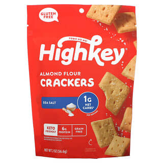 HighKey, Keto Friendly Gluten Free Almond Flour Crackers, Sea Salt, 2 oz (56.6 g)