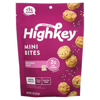 HighKey, Soft Baked Mini Treats, Gluten Free, Grain Free, Birthday Cake, 2 oz (57 g)