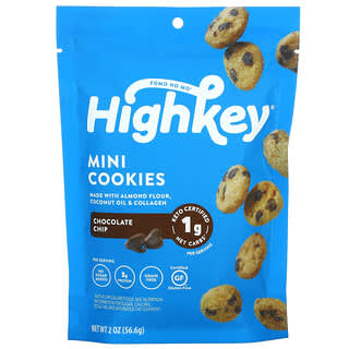 HighKey, Mini-biscuits sans gluten certifiés sans sucre ajouté, Pépites de chocolat, 56,6 g