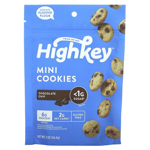 HighKey, Mini Cookies, Chocolate Chip, Mini-Cookies mit Schoko-Stückchen, 56,6 g (2 oz.)