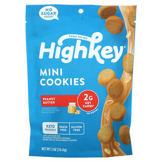 HighKey, بسكويت صغير خالٍ من السكر وصديق لنظام كيتو الغذائي ، وخالي من الجلوتين ، بزبدة الفول السوداني ، 2 أونصة (56.6 جم)