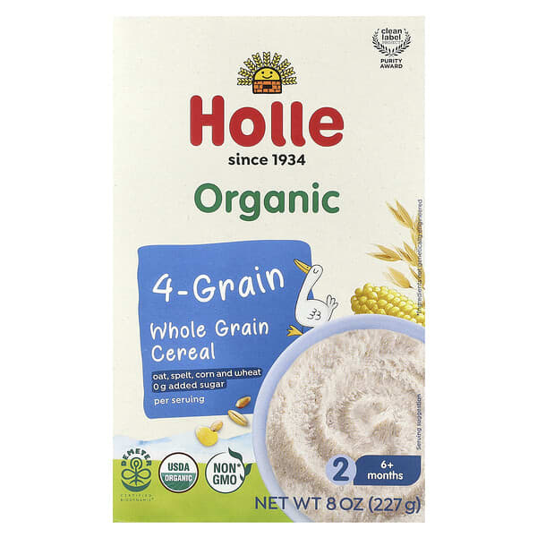 Holle, 4가지 유기농 통곡물 시리얼, 6개월 이상, 227g(8oz)