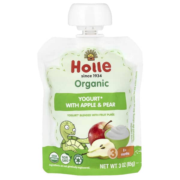 Holle, 사과와 배 함유 유기농 요거트, 8개월 이상, 85g(3oz)