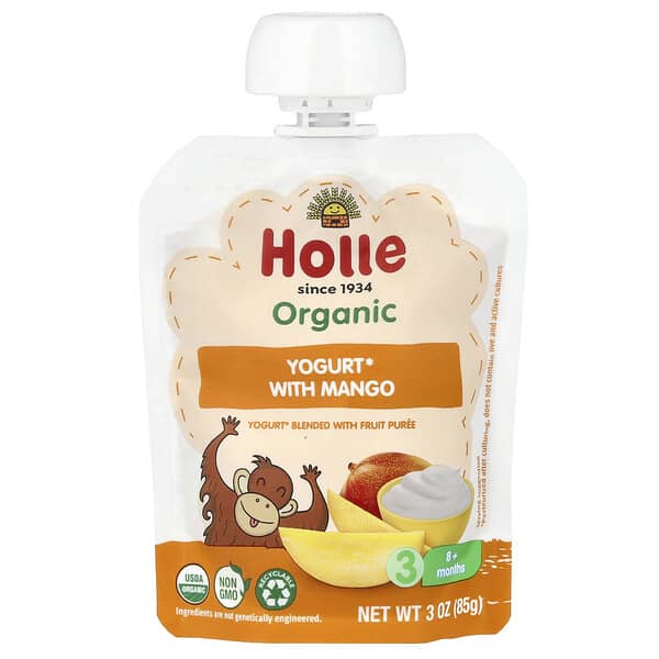 Holle, 유기농 요거트, 망고 함유, 생후 8개월 이상, 85g(3oz)