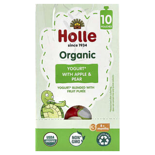 Holle, Yogur orgánico con manzana y pera, 8 meses en adelante, 10 sobres, 85 g (3 oz)