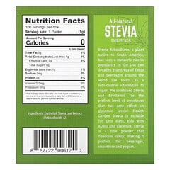 Health Garden, Endulzante de estevia completamente natural, 100 sobres de 1 g cada uno