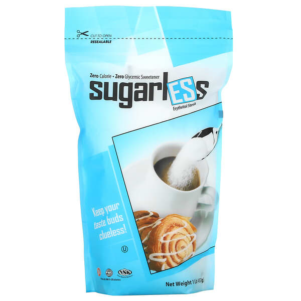 Health Garden, Sin azúcar, Eritritol y estevia, 453 g (1 lb)