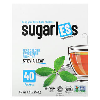 Health Garden, Eritritolo stevia senza zucchero, 40 bustine, 6 g ciascuna