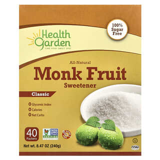 Health Garden, All-Natural Monk Fruit Sweetener, Classic, 40 Packets, 0.21 oz (6 g) Each