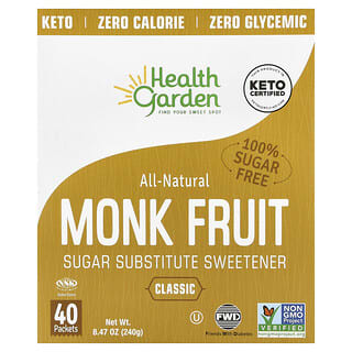 Health Garden, All-Natural Monk Fruit Sweetener, Classic, 40 Packets, 8.47 oz (240 g)