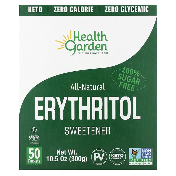 Health Garden, 100% 천연 에리스리톨 감미료, 50팩, 각 6g(0.21oz)