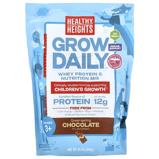 Healthy Heights, Grow Daily, смесь сывороточного протеина и питательных веществ, для детей от 3 лет, шоколад, 616 г (21,7 унции)