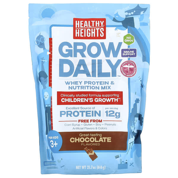 Healthy Heights, Grow Daily, Whey Protein & Nutrition Mix, For Kids 3+, Chocolate, 21.7 oz (616 g) — product photo 1