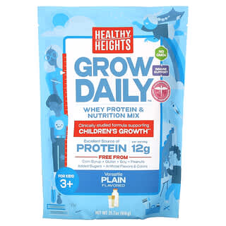 Healthy Heights, Grow Daily, смесь сывороточного протеина и питательных веществ, для детей от 3 лет, без добавок, 616 г (21,7 унции)