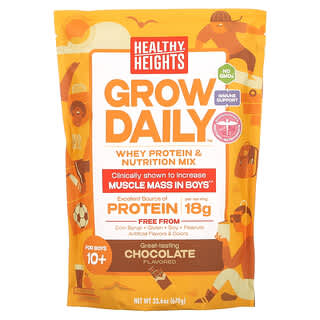 هيلثي هايتس‏, Grow Daily ، مزيج بروتين شرش اللبن والتغذية ، للأولاد من عمر 10 سنوات فأكثر ، شوكولاتة ، 23.6 أونصة (670 جم)