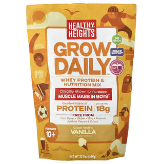 Healthy Heights, Grow Daily, Whey Protein ve Besin Karışımı, 10+ Yaş Erkekler İçin, Vanilya, 22,9 oz (650 g)